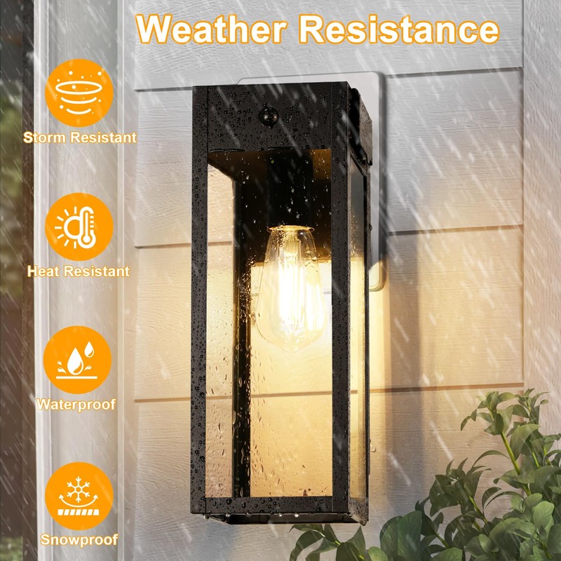 OYKYOHEI 2 Pack Large Porch Lights with GFCI Outlet, Dusk