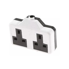 2 Gang 13A Plug Rubber Extension Double BLACK Trailing Socket without Lead Fitted-UK 1 Pack