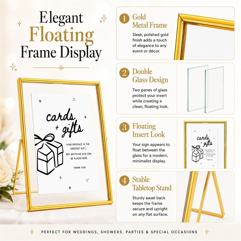 Calculs 3-Piece Wedding Sign Set, Gold 8x10 Floating Picture Frames