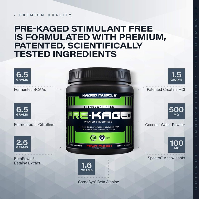 Kaged Stimulant Free Pre Workout Powder | Fruit Punch |