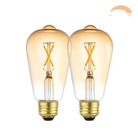 FLMAMT LED Light Bulbs, Dimmable Vintage Light Bulb 25 Watt Equivalent, E26 Filament Bulbs, ST19 Antique Amber Glass Bulbs Warm White 2700K, Pack of 2