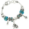Falari Zodiac Charm Bracelet Multi-Color Slide Metal Murano Beads Silvertone