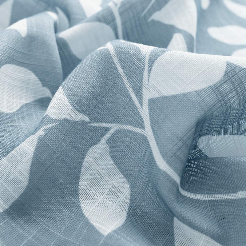 Blue White Kitchen Valance Curtain Leaf Print Window Valance for