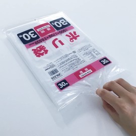 Japax JNL333 Garbage Bags, 1.8 gal (30 L), Transparent, Height 27.6 inches (70 cm) x Width 1.9 inches (50 cm) x Thickness 0.00008 inches (0.02 mm), Indoor Use, Plastic Bags, Smooth Type, 30 Sheets