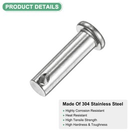 M METERXITY 4-Pack Single Hole Clevis Pins, M8 x 30mm 304 Stainless Steel Flat Head Clevis Pins for Mechanical Linkage/Fixed Parts/Ship Rigging, Link Hinge Pin Reusable