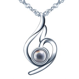 MOOFUN Women's Necklace 925 Sterling Silver Chain I Love You 100 Languages I Love You Projection Love Pendant Women Jewellery Valentine's Day Gift with Gift Packaging for Her Wife Girlfriend Mum,