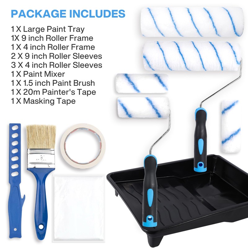 POWZOO Set of 12 Paint Roller Set, Painting Accessories, with