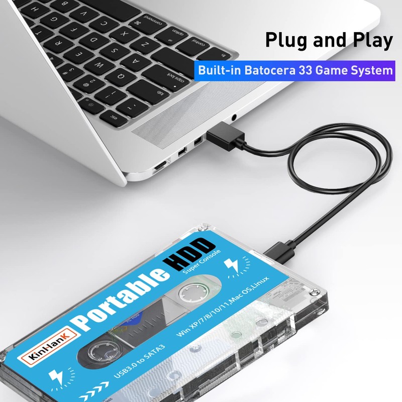 Kinhank 500G HDD External Hard Drive with Batocera 33 System,