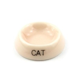 MyTinyWorld Dolls House Miniature Pink Handmade Ceramic Cat bowl