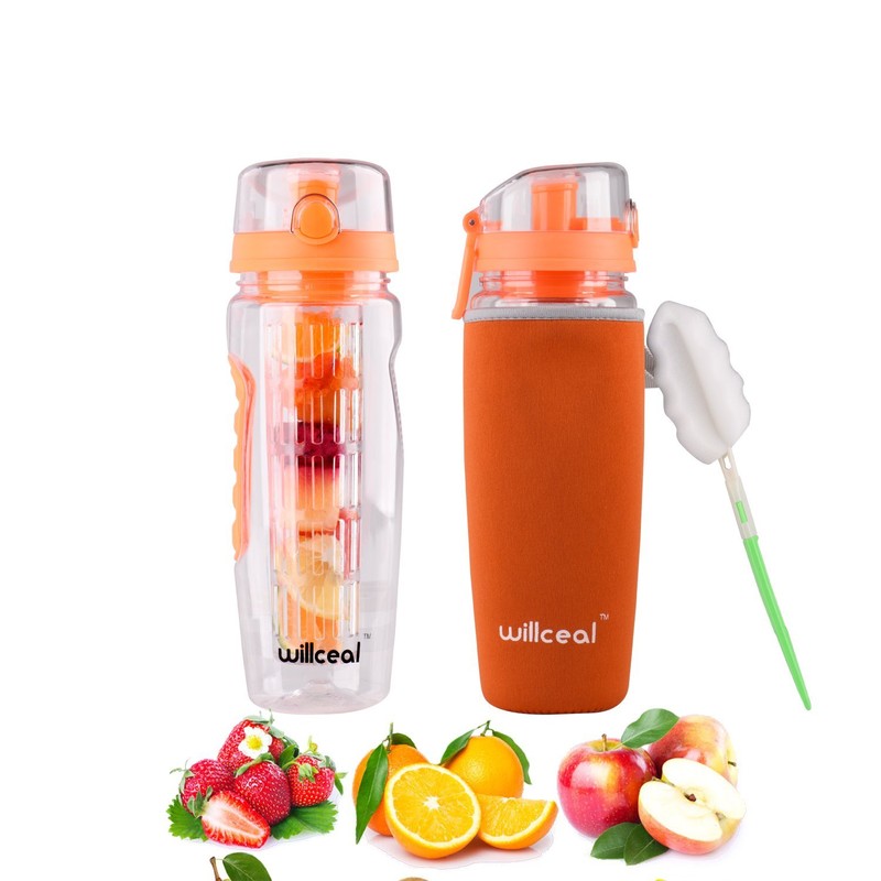 willceal Fruit Infuser Water Bottle 32oz Durable, Large - BPA