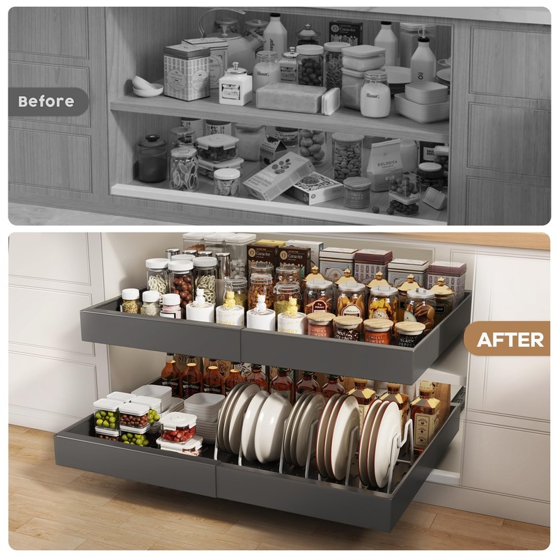 Seinloes 2 Pack Pull out Cabinet Organizer 21" Deep With