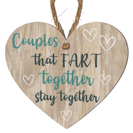 Wooden Heart Plaque: Hilarious Couples Gift for Valentine's Day, Anniversary, Birthday - Funny Present for Boyfriend, Girlfriend, Husband, Wife - Funny Gift For Anniversary (Dark Wood)