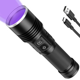 Tremdwoto 365nm Black Light Flashlight, UV Light Rechargeable, High Power LED Ultraviolet Flashlight, Professional Blacklight, for Pet Dog Cat Urine Detection, Resin Curing, Stains, Scorpions, Rocks