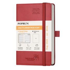 POPRUN 2025-2026 Academic Pocket Diary Day to Page A6 Soft Cover Mid Year Daily 25/26 Planner (Aug'25 - Jul'26) A Day per Page 1 Hour Interval Appointment Diary (Burgundy)