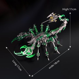 3D Metal Model Kits,3D Metal Puzzle for Adults Mechanical Scorpion King Green Steel Warcraft Collection DIY Animal Brain Teasers Simple 3D Puzzles for Adults.