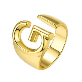 Suplight G Initial Ring Statement 18k Gold, Stacking Rings Jewelry, Bridesmaids Ring, Monogramed Rings, A-Z Alphabet Letter Ring for Women