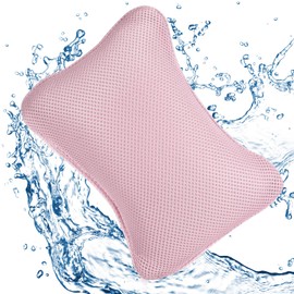 Quuylin Bath Pillow with 2 Strong Suction Cups, Bath Pillow for Bathtub, Bath Pillow with Ergonomic Fit, Pillow for Optimal Neck Relaxation, Relaxing Spa Basic Equipment (Pink)