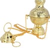 Needzo Carved Hanging Brass Censer, Religious Incense Burner, 33 Inches