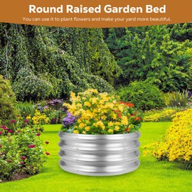 Raynesys 36 Inch Round Galvanized Fire Pit Ring, Silver Round Galvanized Fire Ring, 3 Feet Diameter Round Fire Pit, Outdoor Fire Pit for Backyard, Camping, Bonfire