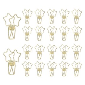 PATIKIL 30Pcs Paper Office Binder Clip, 1.2" Small Metal Wire Hollow Out Paper Clamps Pentagram Design Long Tail Binder Clips for Photo Clothes Hanging Office Home Food Package, Gold