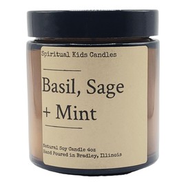 Basil, Sage & Mint Soy Candle 4oz 20-25 Hand Poured with All Natural Soy Wax and Fragrant/Essential Oils! | Herbal Candle | Birthday Gift | Christmas Gift (1 Candle)