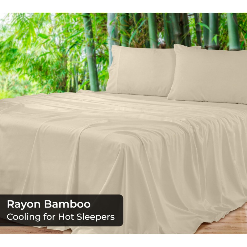 Royale Linens Bamboo Viscose Twin Flat Sheets Only - Cooling