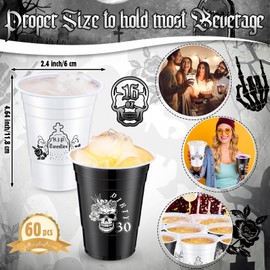 Jingmore 60 Pack Death to My 20s Decoration Cups 16 oz Disposable Rip to My 20s Plastic Cups 30th Twenties Birthday Decoration for Men Women Funeral Birthday Party(Classic)