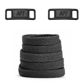 NDTEZUGT flache Schnürsenkel für Air Force 1 Schuhe, mit 1 Paare Ersatz Schnürsenkelanhängern für Turnschuhe, Cotton Shoe Laces (Schwarz,45"/115cm)