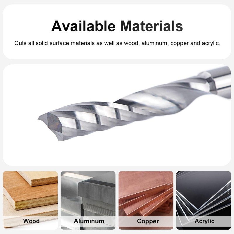 SpeTool 6mm Shank Single Flute Aluminium Router Bits, Solid Carbide