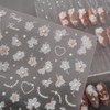 5D Embossed White Flower Nail Stickers Flowers Nail Art Stickers