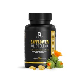 Safflower Oil D3 Blend de 300 softgels B Life D3+, Ingredientes naturales. Safflower Oil D3 Blend. B Life