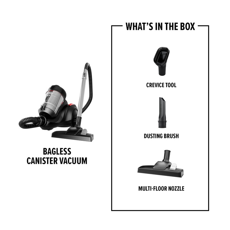 Dirt Devil Bagless Canister Vacuum Cleaner with Cord Rewind for