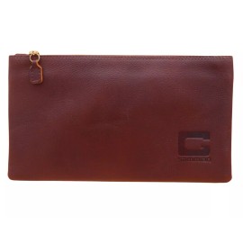 Genuine Leather Zippered Bag, Bank Deposit Travel Pencil Pouch Utility Organizer