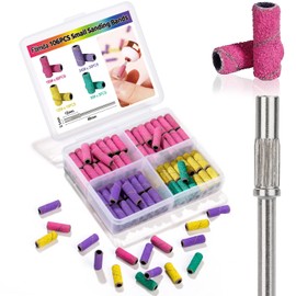 105pcs Nail Drill Bits Small Sanding Bands for Nail Drill, Mix 80# 120# 180# 240# Mini Sanding Bands for Nail Drill for Acrylic Nails Drill Bits Nail Tech Gel Manicures Pedicure with 3.1mm Mandrel Bit
