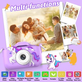 Mgaolo Kids Camera Toys,Children Digital Camera Gift with HD Video for Girls Boys 3-12 Age,Birthday Festival Chritmas Present for 3 4 5 6 7 8 9 Year Old Child (Purple)