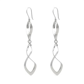 Agálea | Aretes largos de Plata ley .925 diseño Colgante de dos tiras torcidas para mujer.