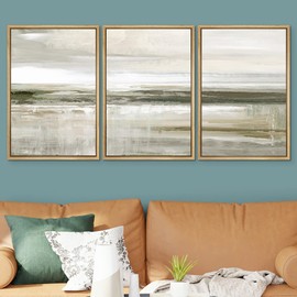 SIGNWIN Framed Canvas Print Wall Art Set Pastel Brown Country Field Landscape Nature Wilderness Illustrations Modern Art Decorative Scenic Rustic for Living Room, Bedroom, Office - 16"x24"x3 Natural