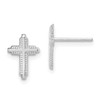 10K Solid White Gold Holy Cross Studs Religious Christian Earrings