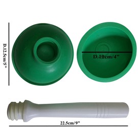 NewFerU Drain Plunger, Small Hand Force Plumber Helper, Little 4 inch Cup Clog Remover, Tiny Rubber Unclogger in 9" Short Handle for Kitchen Sink, Bathroom Toilet, Shower Bath Tub (Green)