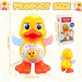 WDKXCN Dancing Duck Musical Toy, Crawling Dancing Duck Toy with Music and LED Light, Interactive Early Educational Baby Light Up Sensory Toys Birthday Gifts for Kids Boys Girls