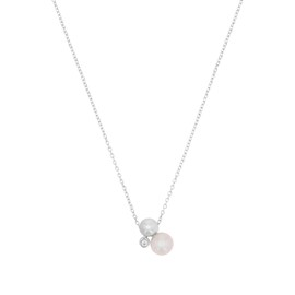 s.Oliver 2036871 Women's Necklace with Pendant 925 Sterling Silver with Synthetic Zirconia with Freshwater Cultured Pearl 42 + 3 cm Silver Comes in Jewellery Gift Box, Sterling Silver, Synthetic