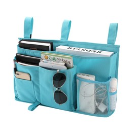Bseash 8 Pockets 600D Oxford Cloth Caddy Hanging Organizer Bedside Storage Bag for Bunk and Hospital Beds,Dorm Rooms Bed Rails (Light Blue)