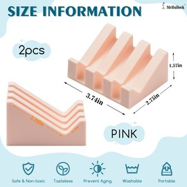 Silicone Soap Dish for Bar Soap Holder for Shower Bathroom Self Draining Waterfall Drying Tray Keep Soap Bars Dry Clean & Easy Cleaning (Pink/Green, 2)