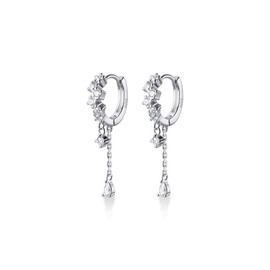Delicate Crystal Small Hoop Earrings S925 Sterling Silver for Women Cubic Zirconia Diamond Dangling Charm Tassel Chain Round Huggie Hoops Cartilage Earring Ear Jewelry Gifts Hypoallergenic