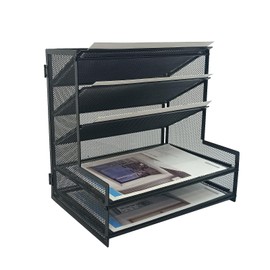 SETTFRFE Organizador de archivos de escritorio de metal con bandeja de papel de 5 niveles, organizador de escritorio de suministros de oficina, color 