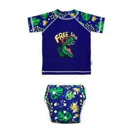 babygoal Two Pieces Baby Swimming Suit Set Shorts Sleeve Kids Rash Guard Set Boys Swim Bathing Suit for 0-12M Toddler Boy and Girls CJYT45M-CA
