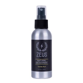 ZEUS 3.4 fl oz Natural Deodorant Spray w/Essential Oils – MADE in USA, Vegan Friendly, Aluminum Free, for All Skin Types (Scent: Vanilla Rum)