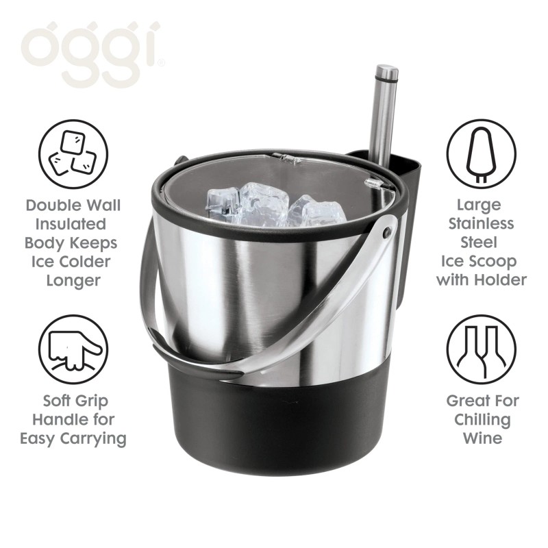 Oggi Insulated Ice Bucket, 4 Quart / 3.8 L, Stainless