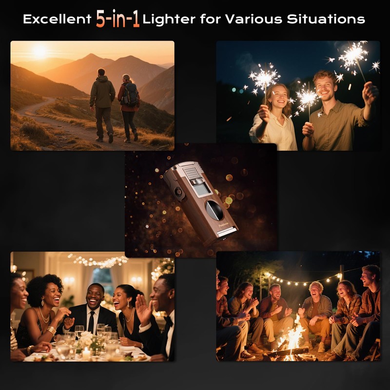 Torch Lighter with Cutter, Punch, Holder, Draw Enhancer Tool, and
