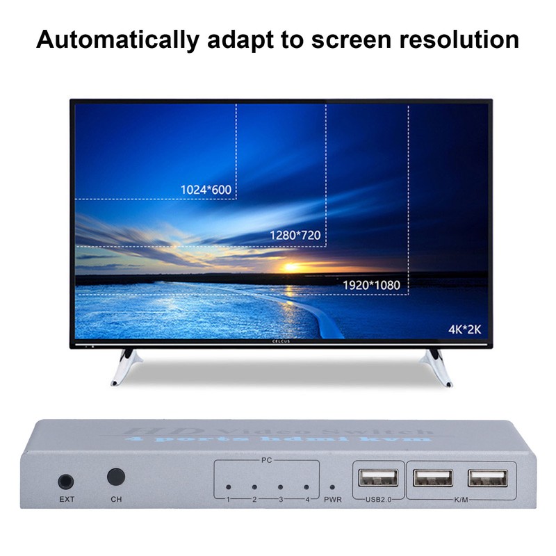 KVM Switch 4 Input 1 Output 4 Port HighDefinition Multimedia